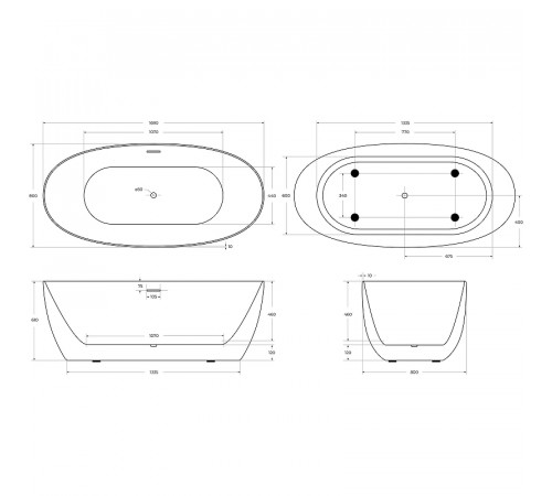 Акриловая ванна BelBagno 170x80 BB414-1700-800 без гидромассажа