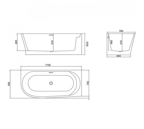 Акриловая ванна BelBagno BB410-1700-780-R 170х780 без гидромассажа