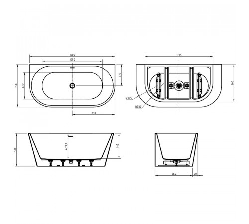 Акриловая ванна BelBagno 150x75 BB710-1500-750 без гидромассажа