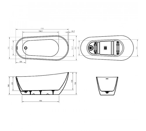 Акриловая ванна BelBagno 170x80 BB704-1700-800-K без гидромассажа