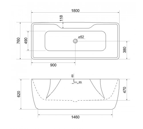 Акриловая ванна BelBagno 180x76 BB110-180-76 без гидромассажа