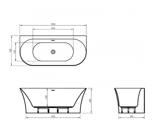 Акриловая ванна BelBagno 155x70 BB711-1550-700 без гидромассажа