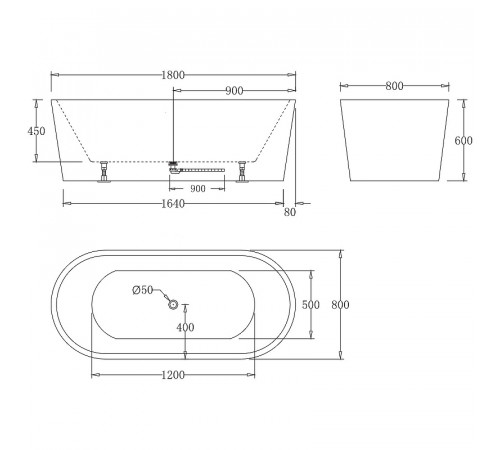 Акриловая ванна BelBagno 180x80 BB71-1800-W0 без гидромассажа