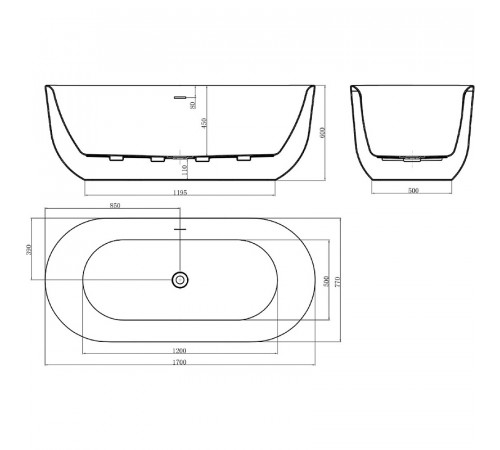 Акриловая ванна BelBagno 170x77 BB706-1700-770 без гидромассажа