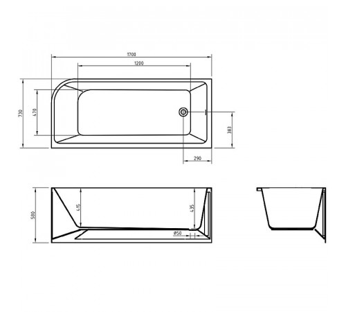 Акриловая ванна BelBagno 170x73 L BB712-1700-730-L без гидромассажа