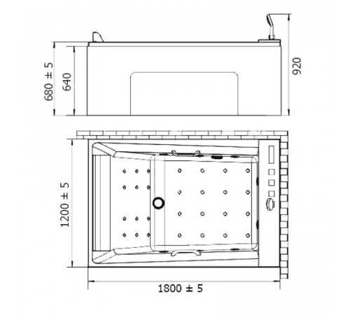 Акриловая ванна Orans 120x180 R 65105r0 с гидромассажем