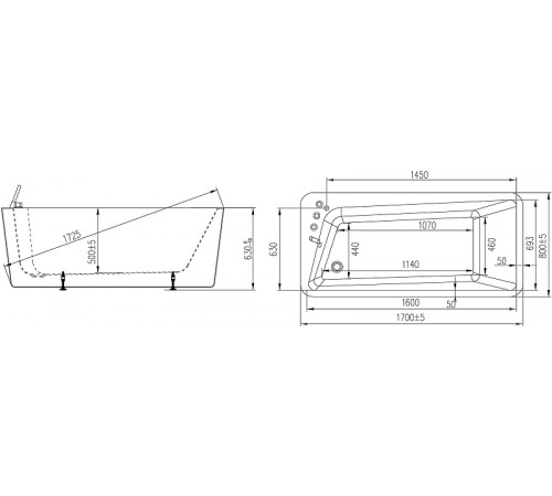 Акриловая ванна Orans BT-NL609BL 170х80 L 609BL без гидромассажа