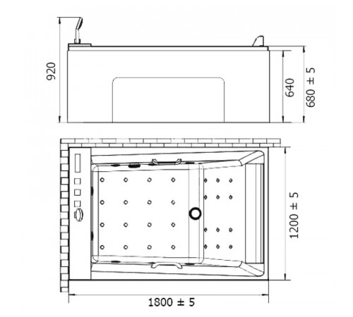 Акриловая ванна Orans 120x180 L 65105l0 с гидромассажем