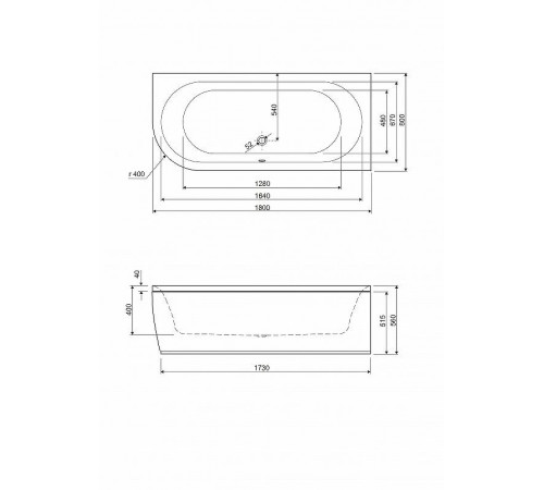 Акриловая ванна Cezares Metauro 180x80 R METAURO CORNER-180-80-40-R-W37 без гидромассажа