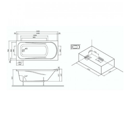 Акриловая ванна AM.PM Sense 150х70 W75A-150-070W-KL без гидромассажа