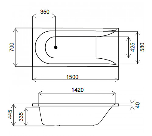 Акриловая ванна AM.PM Spirit 150x70 без гидромассажа