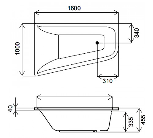 Акриловая ванна AM.PM Spirit 160x100 L W72A-160L100W-A2 без гидромассажа