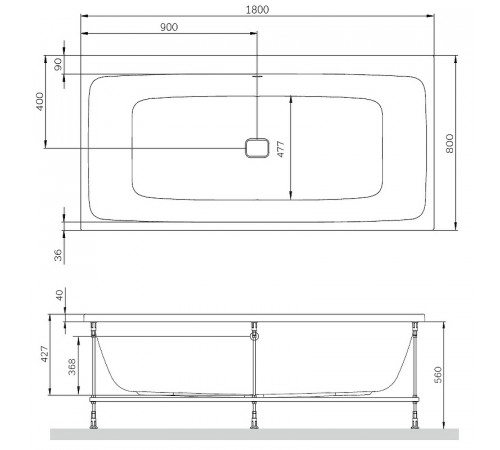 Акриловая ванна AM.PM Func 180х80 W84A-180-080W-A без гидромассажа