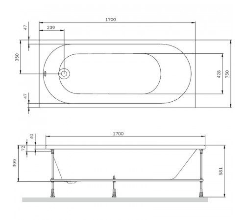 Акриловая ванна AM.PM X-Joy 170х70 W94A-170-070W-A1 без гидромассажа