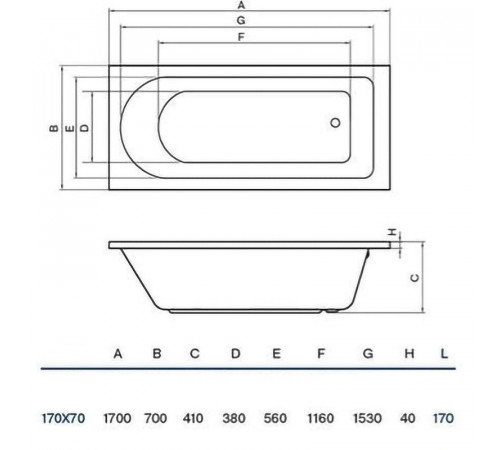 Акриловая ванна Koller Pool Dakota 170x70 без гидромассажа