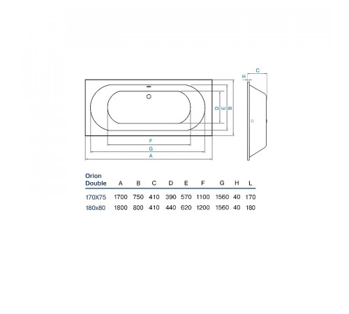 Акриловая ванна Koller Pool Orion Double 180x80 без гидромассажа