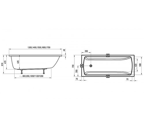 Акриловая ванна Ravak Classic II 160x70 CC41000000 без гидромассажа