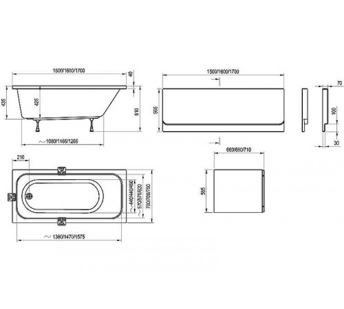 Акриловая ванна Ravak Chrome 160x70 C731000000 без гидромассажа