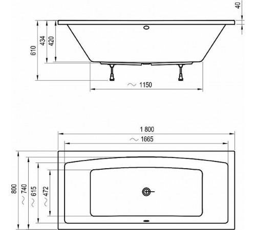 Акриловая ванна Ravak Formy 02 180x80 C891000000 Без гидромассажа