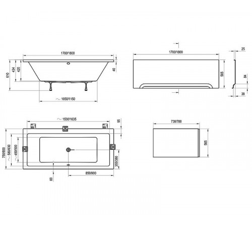 Акриловая ванна Ravak Formy 01 180x80 C881000000 без гидромассажа