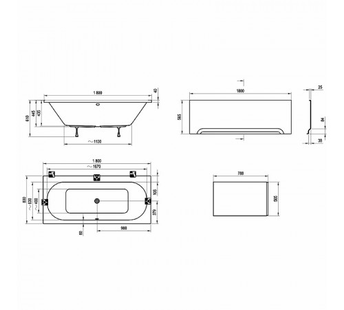 Акриловая ванна Ravak City 180x80 C920000000 без гидромассажа