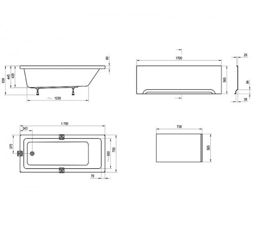 Акриловая ванна Ravak 10° 170x75 CA71000000 без гидромассажа