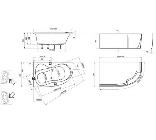 Акриловая ванна Ravak Rosa II 160x95 L C571000000 без гидромассажа