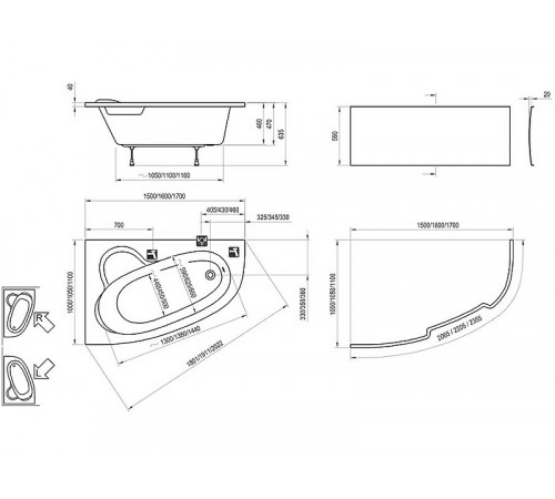 Акриловая ванна Ravak Asymmetric 150x100 L C441000000 без гидромассажа