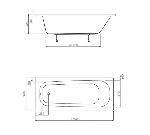 Акриловая ванна Ravak Septima 170x70 C632S00000 без гидромассажа