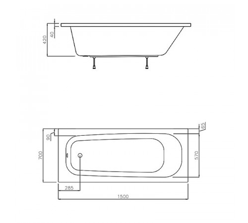 Акриловая ванна Ravak Septima 150x70 C630S00000 без гидромассажа