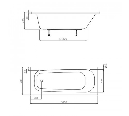 Акриловая ванна Ravak Septima 160x70 C631S00000 без гидромассажа