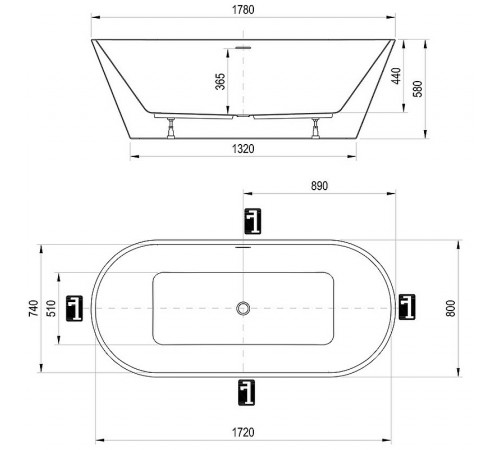 Акриловая ванна Ravak Solo 178x80 XC00100025 без гидромассажа