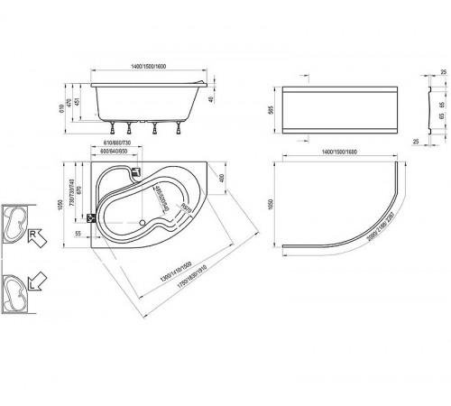 Акриловая ванна Ravak Rosa I 150x105 R CJ01000000 без гидромассажа