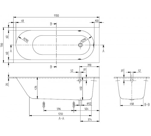 Квариловая ванна Villeroy&Boch Oberon 170x70 UBQ177OBE2V-01 без гидромассажа