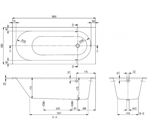 Квариловая ванна Villeroy&Boch Oberon 180x80 UBQ180OBE2V-01 без гидромассажа