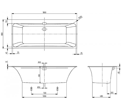 Квариловая ванна Villeroy&Boch Squaro Edge 12 180x80 UBQ180SQE2DV-01 без гидромассажа