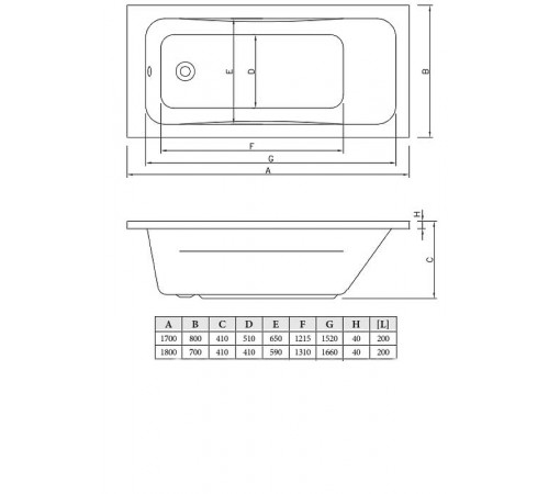 Акриловая ванна C-Bath Muse 170x80 CBQ011001 без гидромассажа