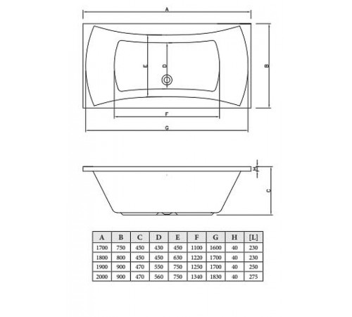 Акриловая ванна C-Bath Talia 190x90 CBQ004003 без гидромассажа