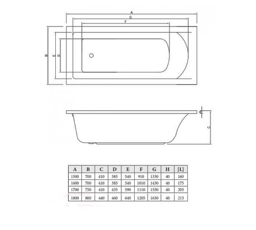 Акриловая ванна C-Bath Selena 170x75 CBQ007003 без гидромассажа