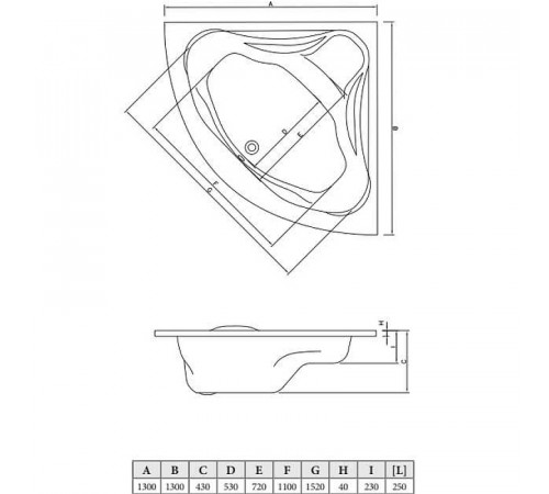 Акриловая ванна C-Bath Aurora 130x130 CBS001002 без гидромассажа