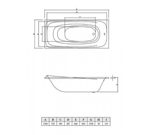 Акриловая ванна C-Bath Saturn 170x75 CBQ012001 без гидромассажа