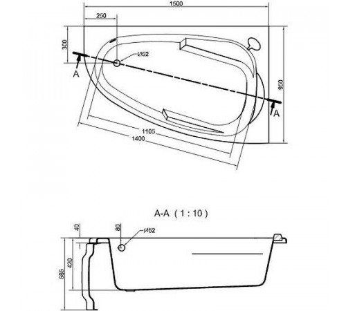 Акриловая ванна Cersanit Joanna 150x95 R 63337 без гидромассажа