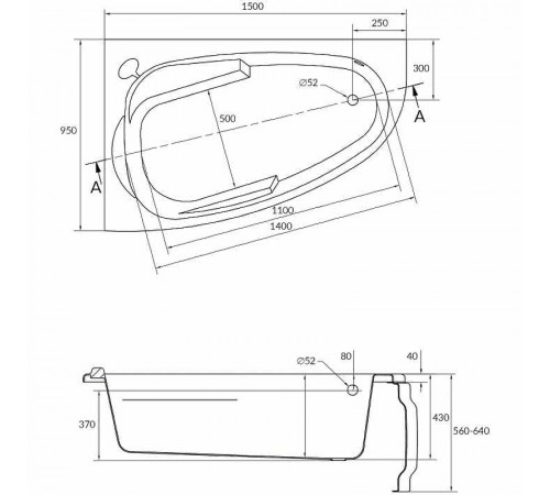 Акриловая ванна Cersanit Joanna 150x95 L 63336 без гидромассажа