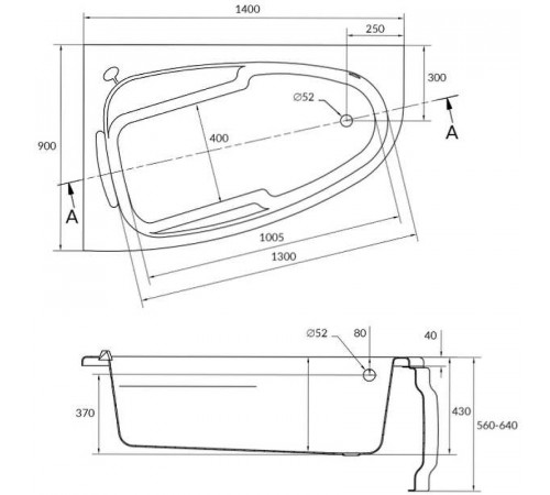 Акриловая ванна Cersanit Joanna 140x90 L 63334 без гидромассажа