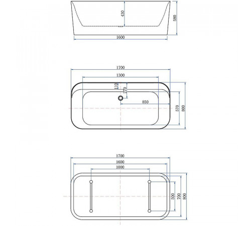 Акриловая ванна Allen Brau Infinity 1 170x80 2.21001.20 без гидромассажа