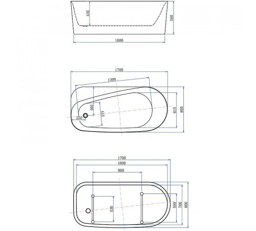 Акриловая ванна Allen Brau Priority 1 170x80 2.31001.20 без гидромассажа