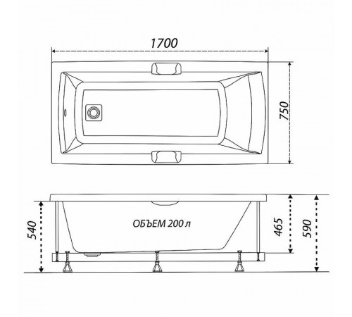 Акриловая ванна Triton Алекса 170x75 Щ0000049164 без гидромассажа