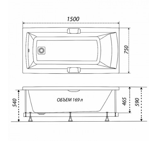 Акриловая ванна Triton Алекса 150x75 Щ0000049162 без гидромассажа