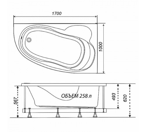 Акриловая ванна Triton Изабель 170x100 L Щ0000048746 без гидромассажа