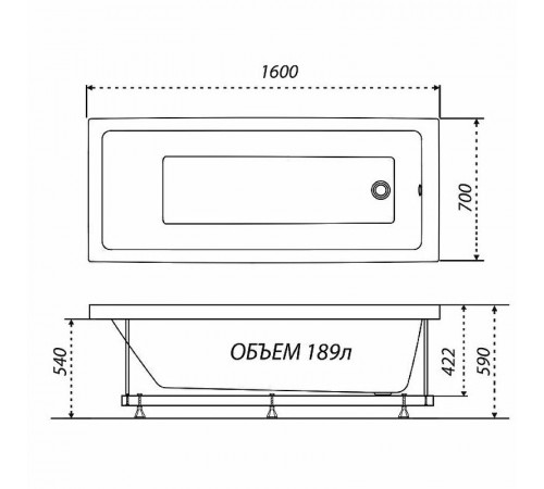 Акриловая ванна Triton Аура 160х70 Щ0000050545 без гидромассажа